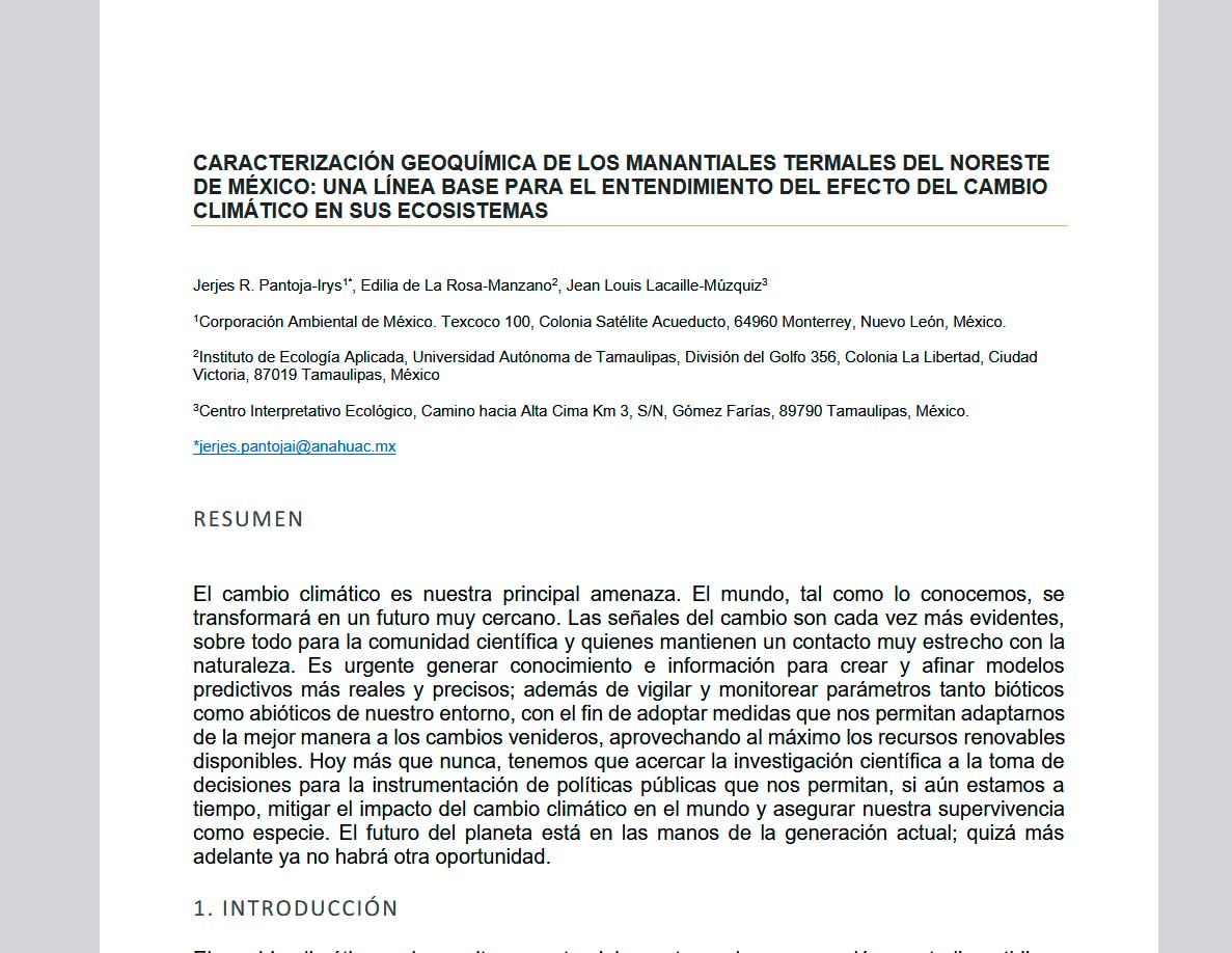 Caracterización geoquímica de los manantiales termales del Noreste de México…
